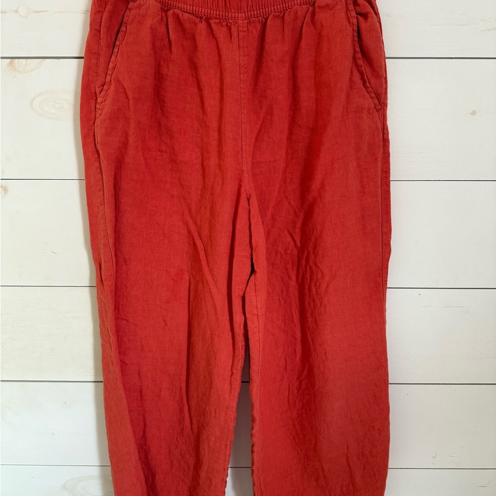 Tahari Vibrant Red Linen Pants